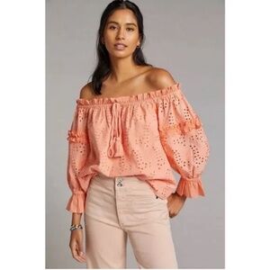 Anthropologie Jane Eyelet Off the Shoulder Top